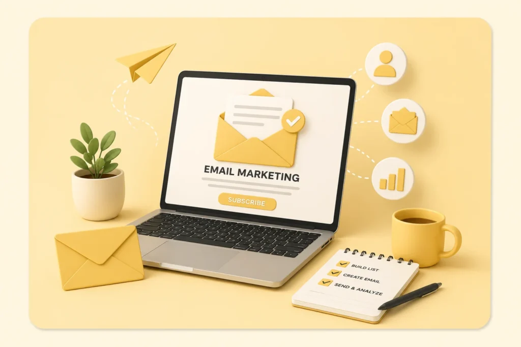 Email marketing illustration for digital marketing services in Ernakulam
