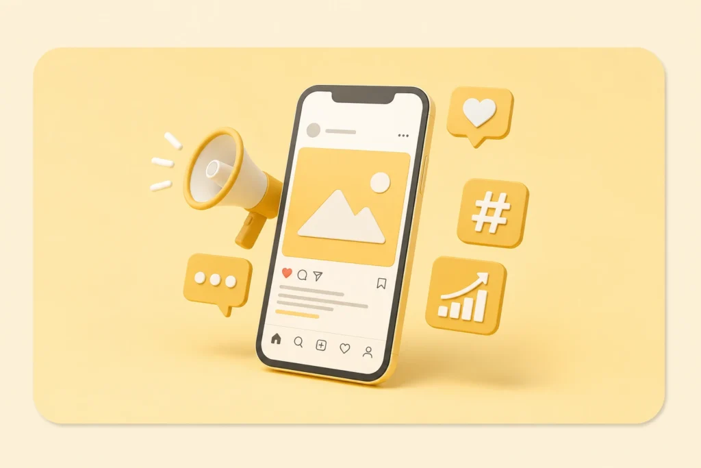 Social media marketing illustration for digital marketing services in Ernakulam